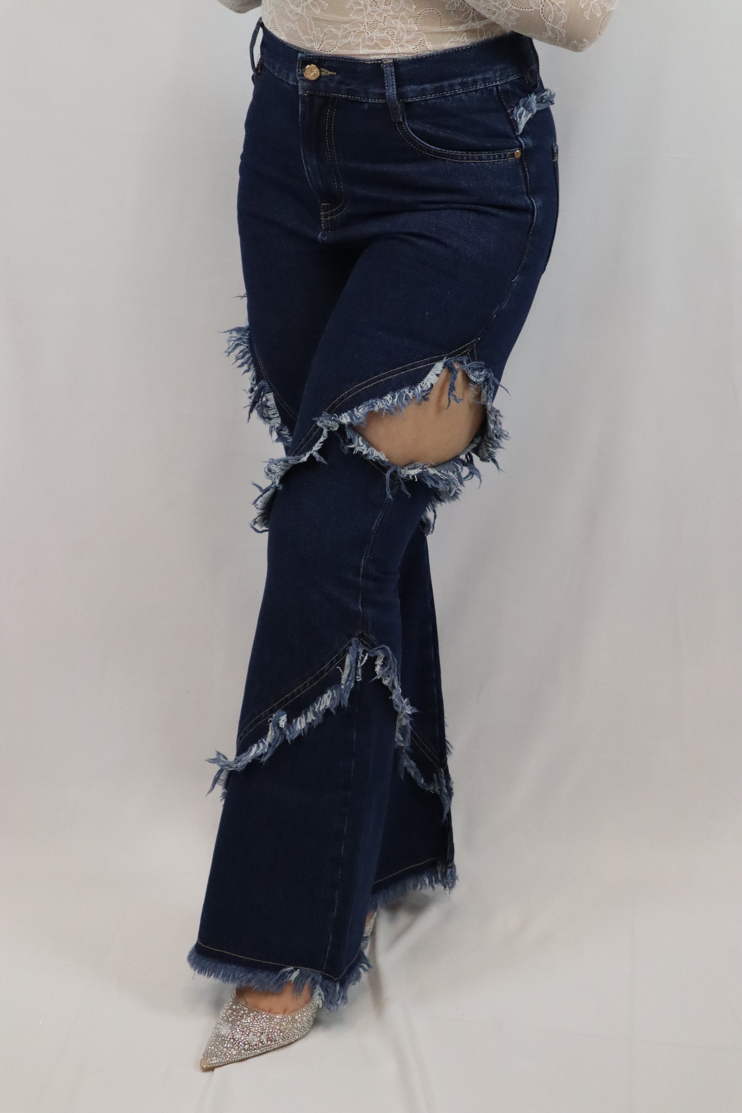 Jeans sfrangiato