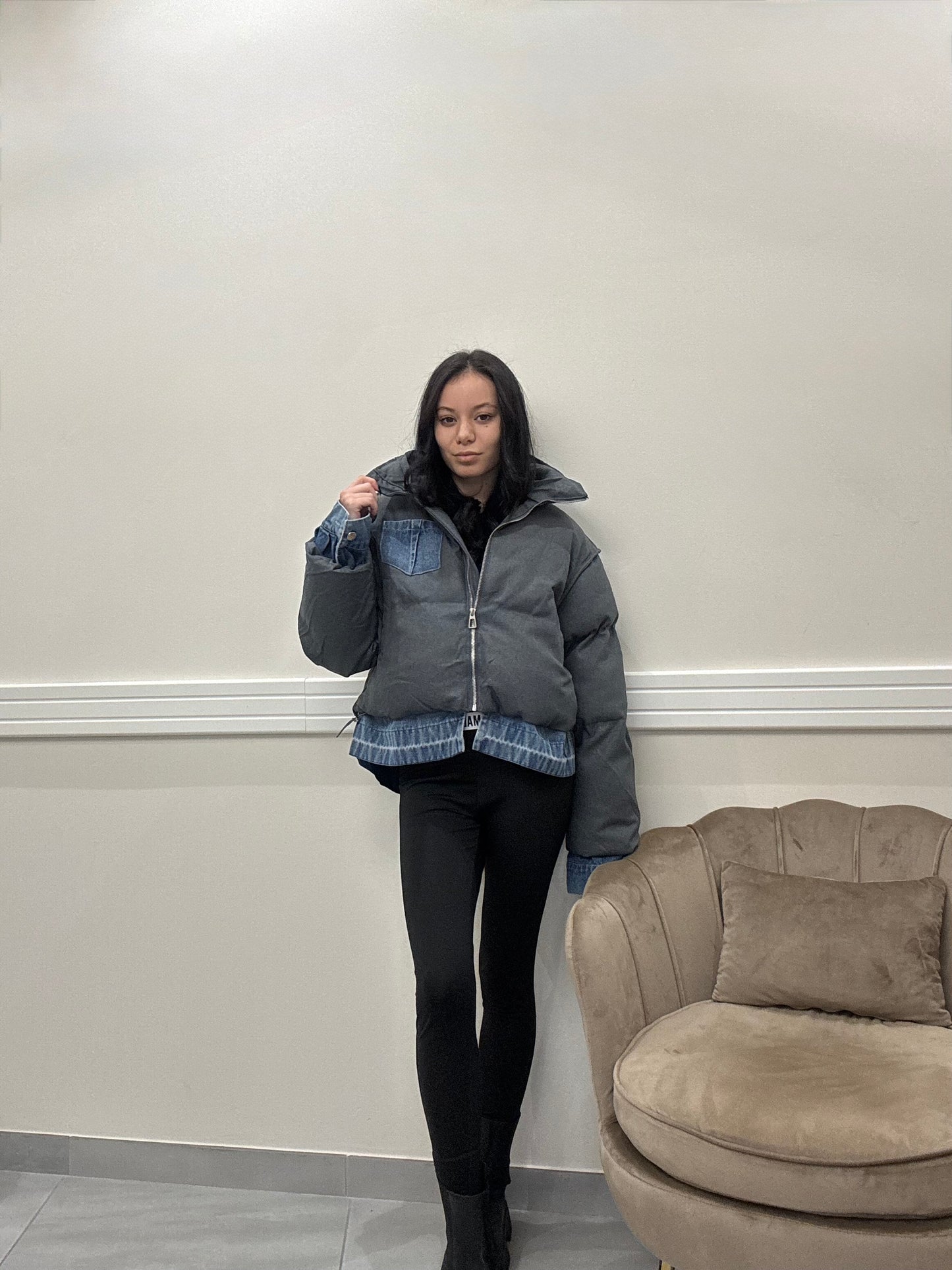 Giubbotto dettagli denim